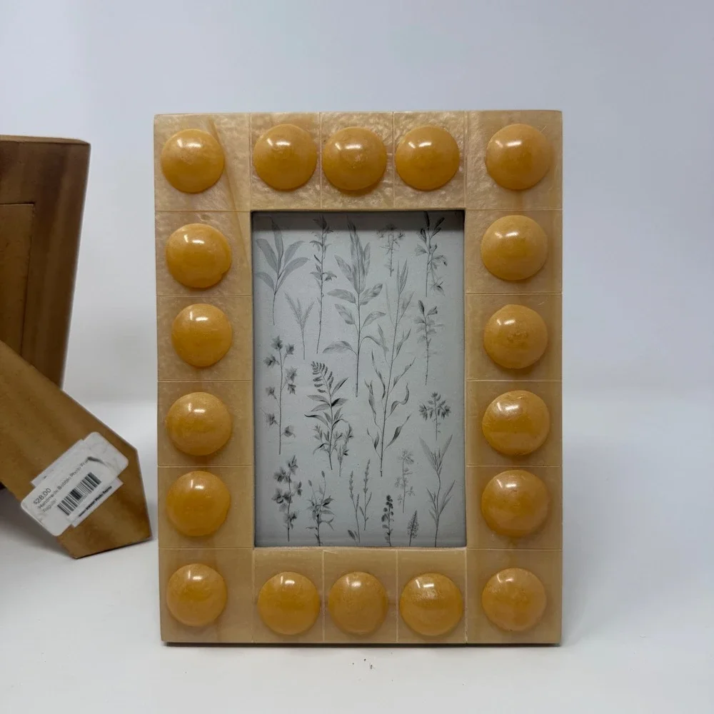 Creative Co-op Set of 4 Handmade Bobbin Photo Frames Honey Yellow 4x6 DG1003